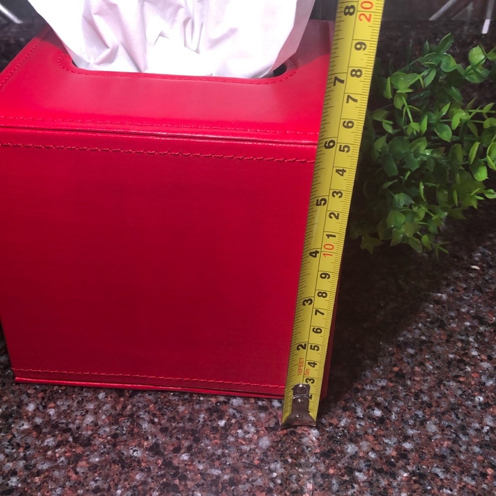 NWT Red Faux Leather Tissue box Multi Use Storage Box Magnetic Closure - Picture 11 of 15